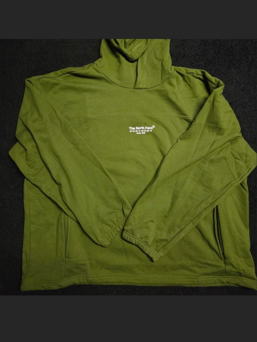 The North Face Olive Green Pullover Hoodie with Chest Logo